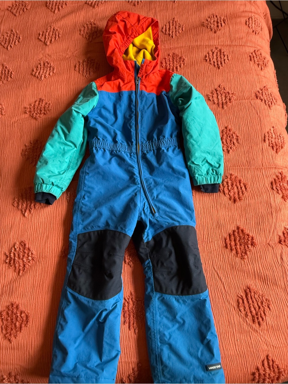 Lands' End Kids Colorblock Snow Suit - Orange, Blue, Teal